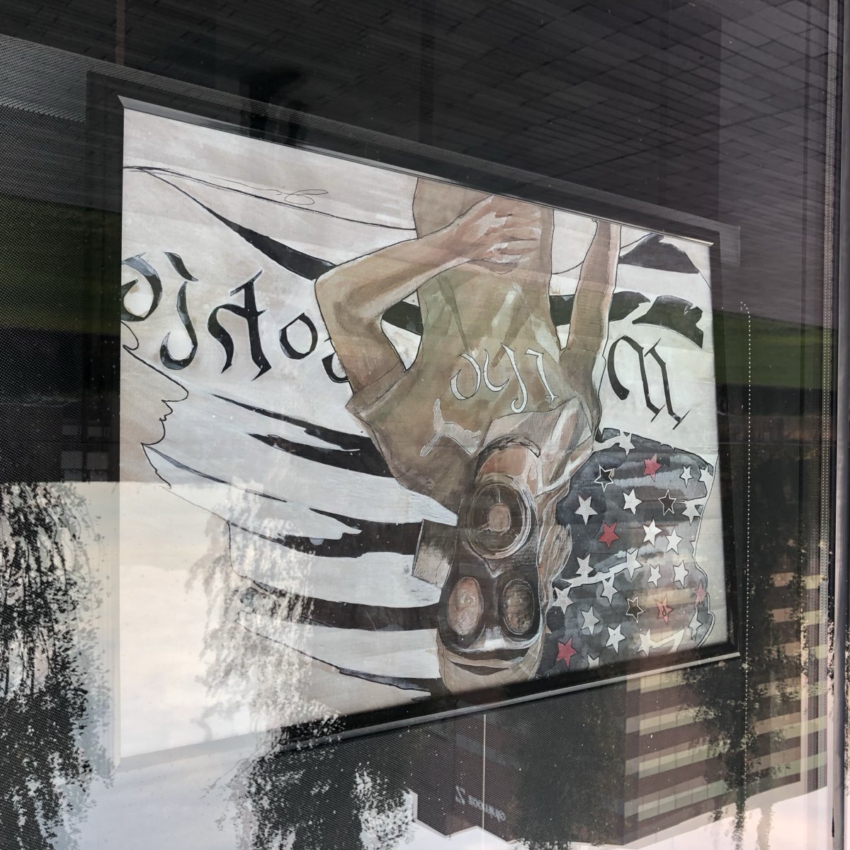A figurative work in the sidewalk exhibit